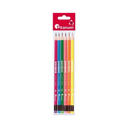 Ołówek z gumką gb trójkątny neon 6szt 345175-30816