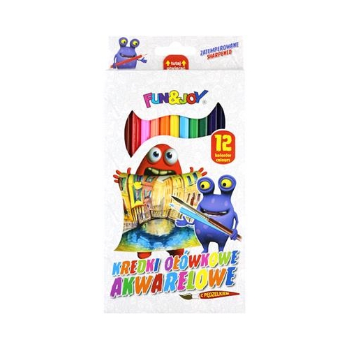 Kredki akwarelowe Fun&Joy 12 kolorów pędzel 342648-13718
