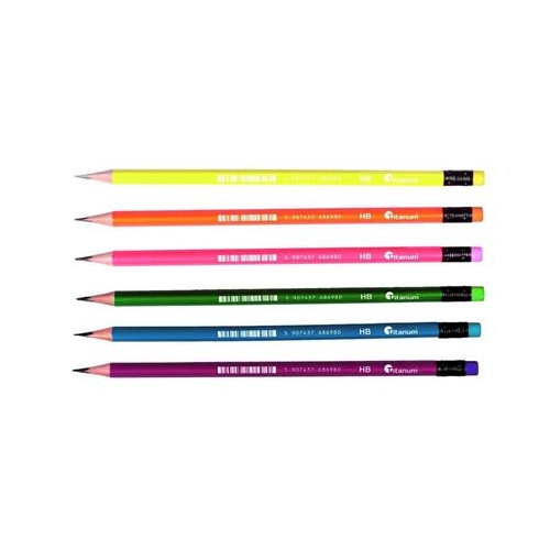 Ołówek z gumką gb trójkątny neon 6szt 345175-30539