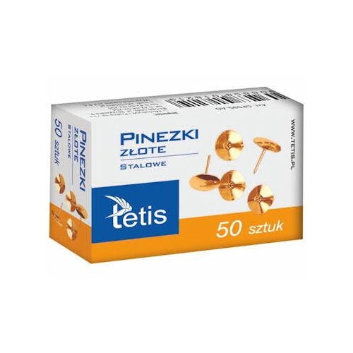 Pinezki złote Tetis 10x50szt -11155