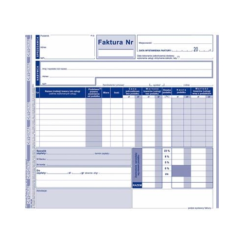 Druk MiP Faktura 2/3 A5 VAT Pełna 102-XE 1+2-24150