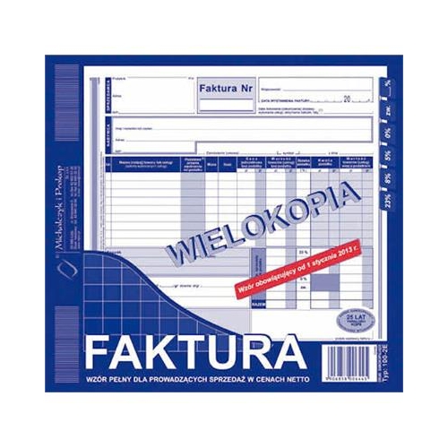 Druk MiP Faktura 2/3 A4 VAT PEŁNA 102-2 11322