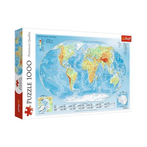 Puzzle TREFL 1000 Mapa Fizyczna Świata