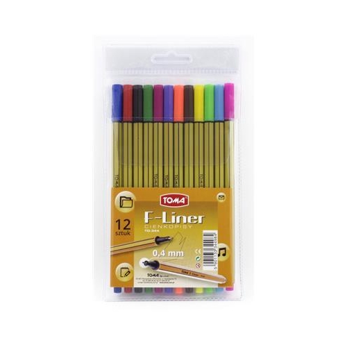 Cienkopisy F-Liner 0,4mm Toma 12 kolorów