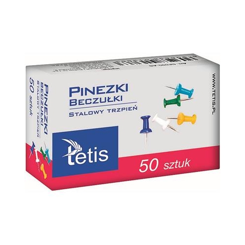 Pinezki beczułki Tetis 50szt. Kolorowe-25660