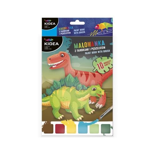 Malowanka z farbkami i pędzlem Kidea Dinozaury-28154