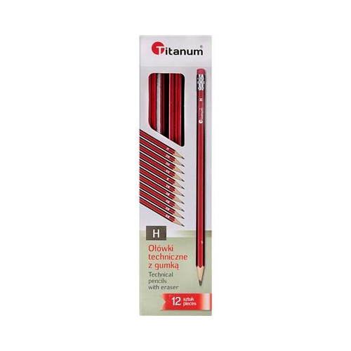 Ołówek Titanum techniczny z gumką H 12szt 83719 -30047