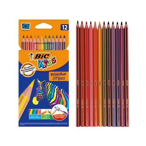 Kredki ołówkowe Bic Kids Evolution Stripes 12 kol -30054