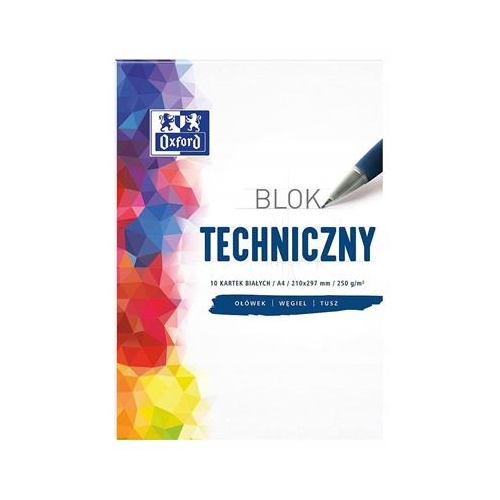 Blok techniczny Oxford A4 250g Biały Premium 10k-30857