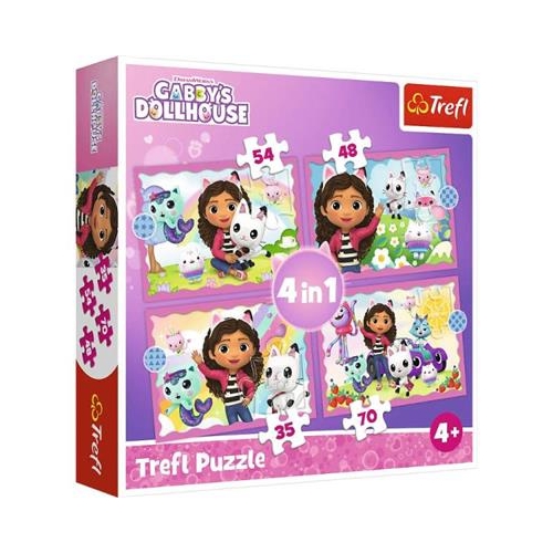 Puzzle TREFL 4w1 Przygody Gabi Koci Domek Gabi