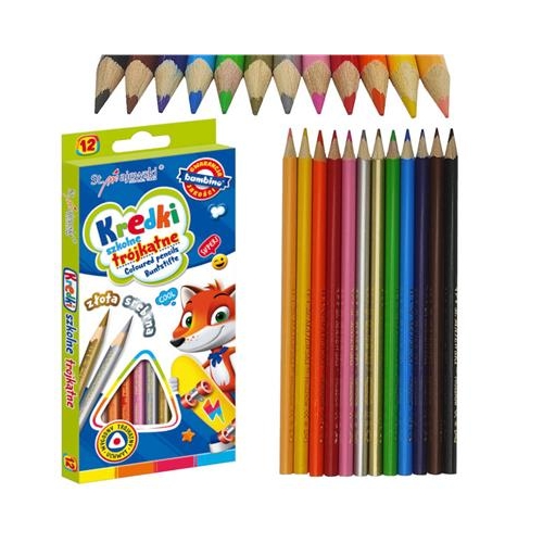 Kredki ołówkowe Bambino 12 kolorów trójątkne -31820