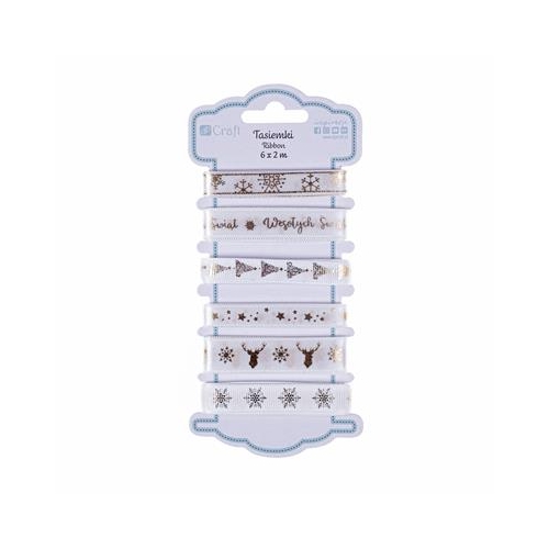 Tasiemki ozdobne 6 x 2m White Christmas