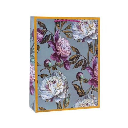 Torebka prezentowa 31x42x12cm A3 Kwiaty szare