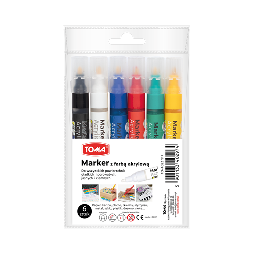 Markery artystyczne akrylowe 6sz Kolory podstawowe-33514