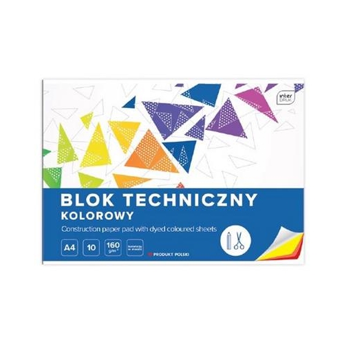 Blok techniczny Interdruk A4 10k 160g KOLOR