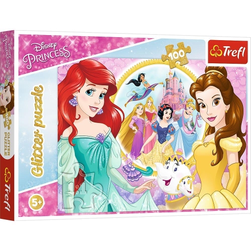 Puzzle TREFL 100 Glitter Księżniczki Bella i Ariel