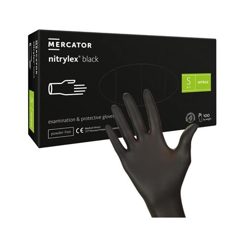 Rękawiczki nitrylowe MERCATOR Czarne S 100szt
