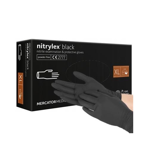 Rękawiczki nitrylowe XL 100szt Czarne MERCATOR