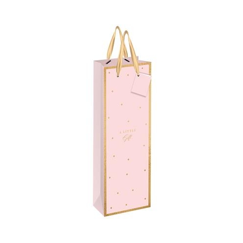 Torebka na butelkę GOLD KN 13x36x8 Róż w kropki