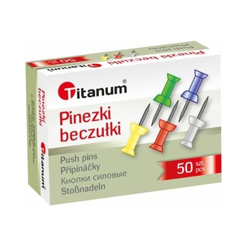 Pinezki beczułki Titanum KOLOROWE 50szt 80610-9034