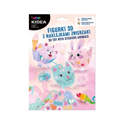 Figurki 3D z naklejkami Zwierzaki różowe Kidea
