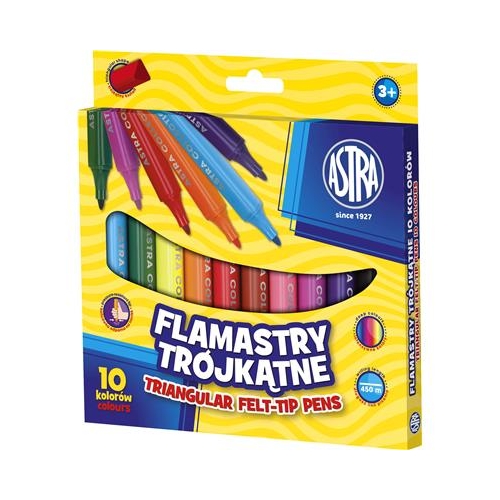 Flamastry Astra trójkątne jumbo 10 kolorów