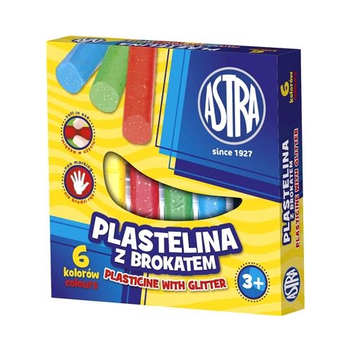 Plastelina ASTRA 6 kolorów brokatowych