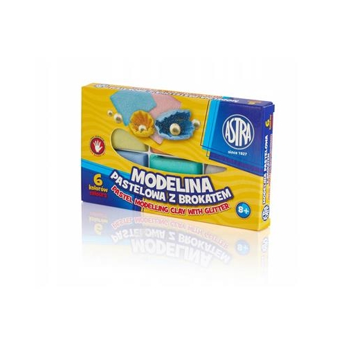Modelina ASTRA 6 pastelowych kolorów z brokatem