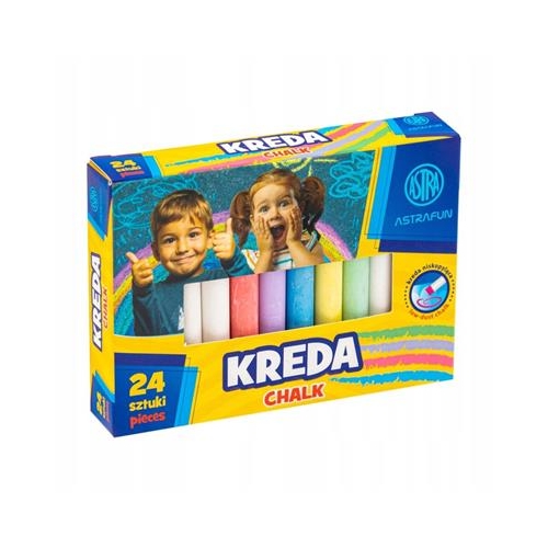 Kreda tablicowa Astra Fun 24 sztuki kolorowa