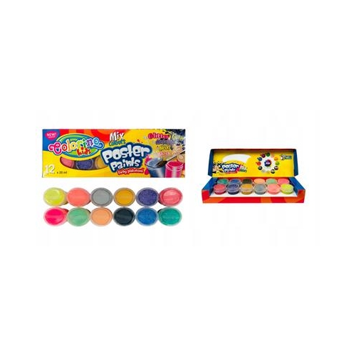 Farby plakatowe Colorino 12kol metallic neon glow-37803
