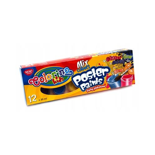 Farby plakatowe Colorino 12kol metallic neon glow