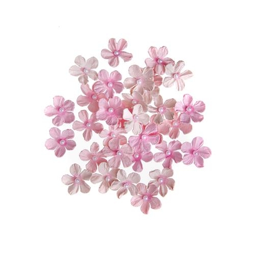 Kwiaty papierowe z perełką 2cm 32szt. Różowe