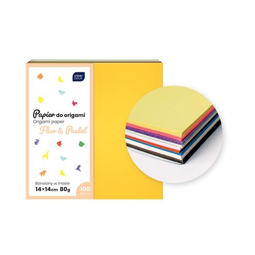 Papier origami Interdruk 14x14cm 100k Fluo+pastel