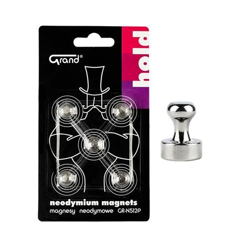 Magnesy neodymowe Grand 12mm 5szt z uchwytem