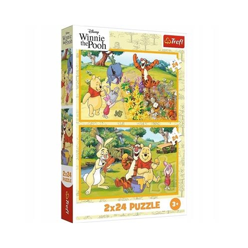 Puzzle TREFL 2x 24 Kubuś Puchatek Dzień w ogrodzie