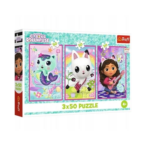 Puzzle TREFL 3x 50 Koci domek Gabby