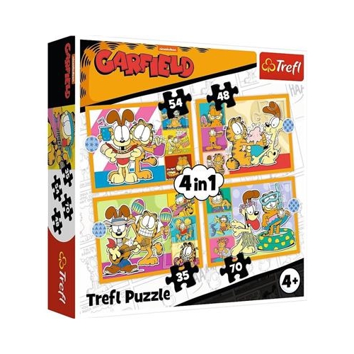 Puzzle TREFL 4w1 Garfield kocha lazanię