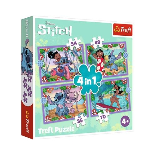 Puzzle TREFL 4w1 Szalony dzień Lilo i Stitch