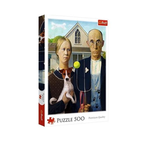 Puzzle TREFL 500 American Gothic Psia Edycja