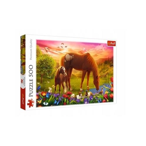 Puzzle TREFL 500 Konie na łące