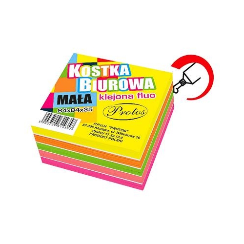 Kostka klejona Protos 84x84x35 NEON mała