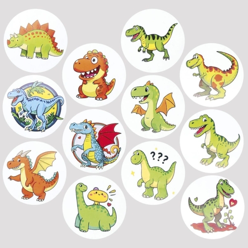 Naklejki na rolce 500szt. 2,5cm Dinozaury-38756
