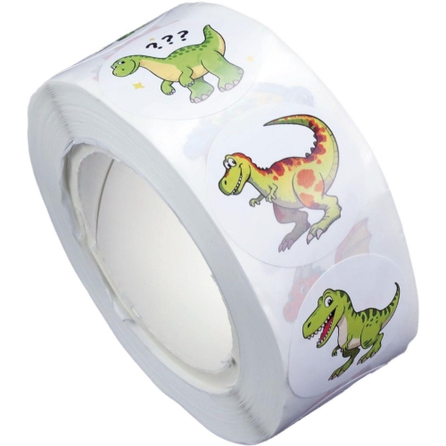 Naklejki na rolce 500szt. 2,5cm Dinozaury
