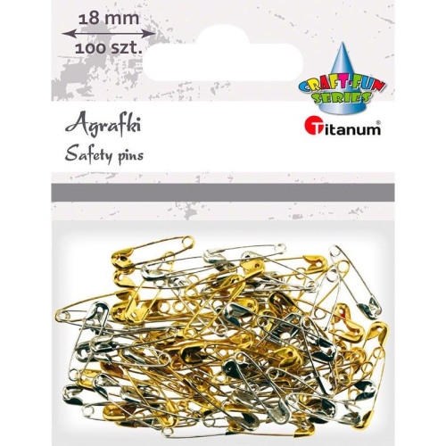 Agrafki mini Titanum złote i srebrne 1,8cm 100szt