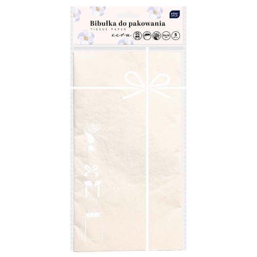 Bibułka do pakowania prezentów 50x70 Ecru 5szt
