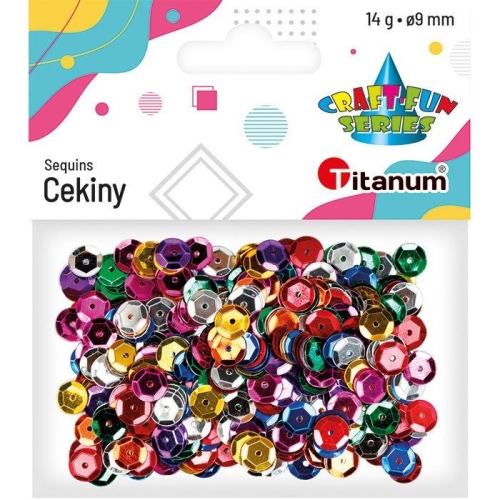 Cekiny Titanum 9mm 14g okrągłe mix kolorów