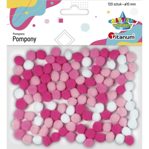 Pompony poliestrowe 10mm 120szt Mix różowy