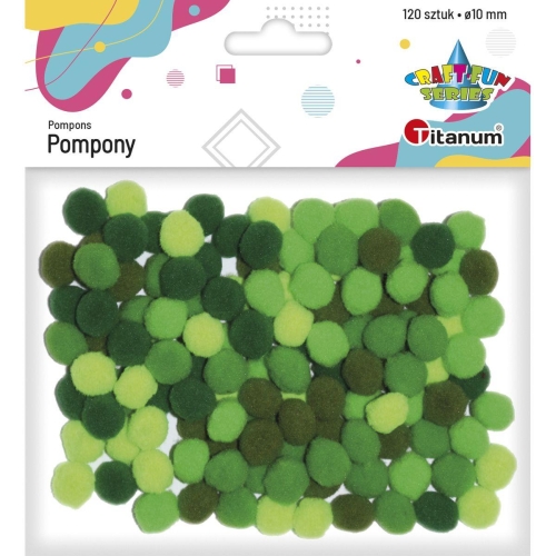 Pompony poliestrowe 10mm 120szt Mix zielony