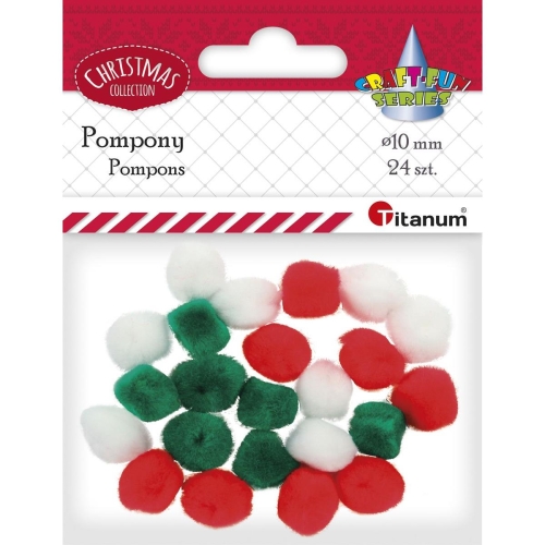 Pompony akrylowe Titanum 10mm 24s Świąteczne kol.