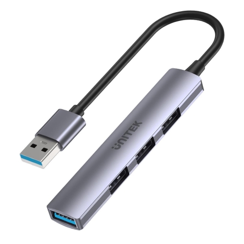 Hub USB Unitek 1xUSB-A 5 Gbps 3xUSB-A 2.0 alu